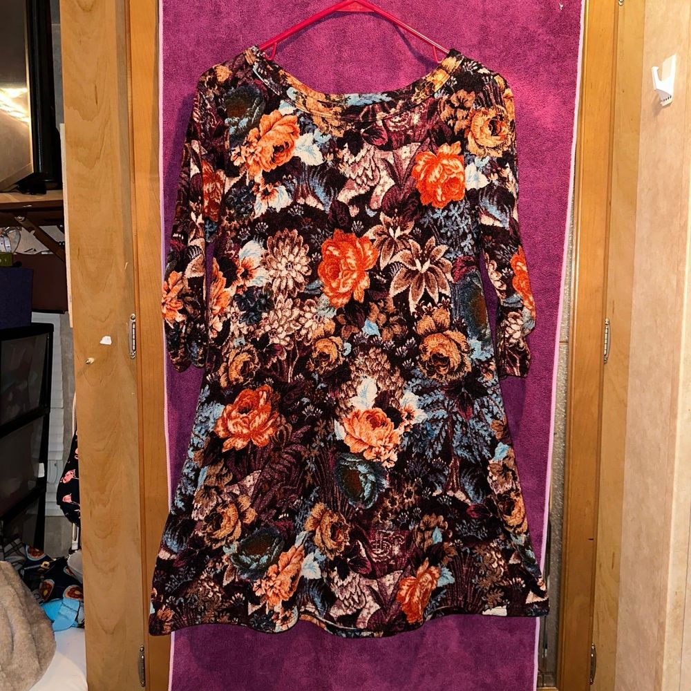 Pretty Floral Sweater Dress